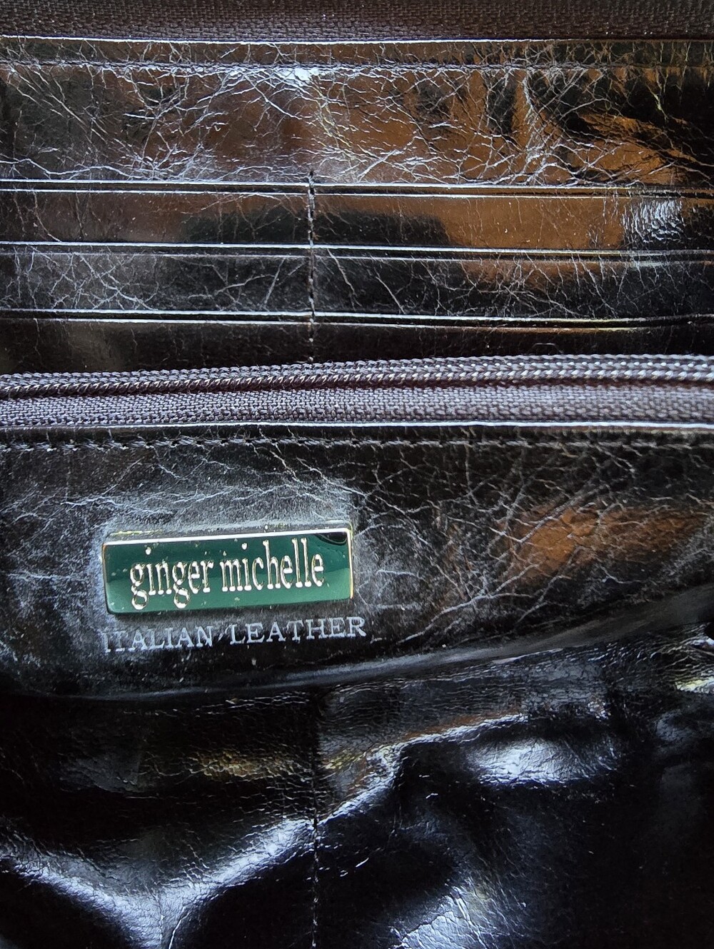 Ginger Michelle Italian Leather Wallet Wristlet - Black - Picture 6 of 6